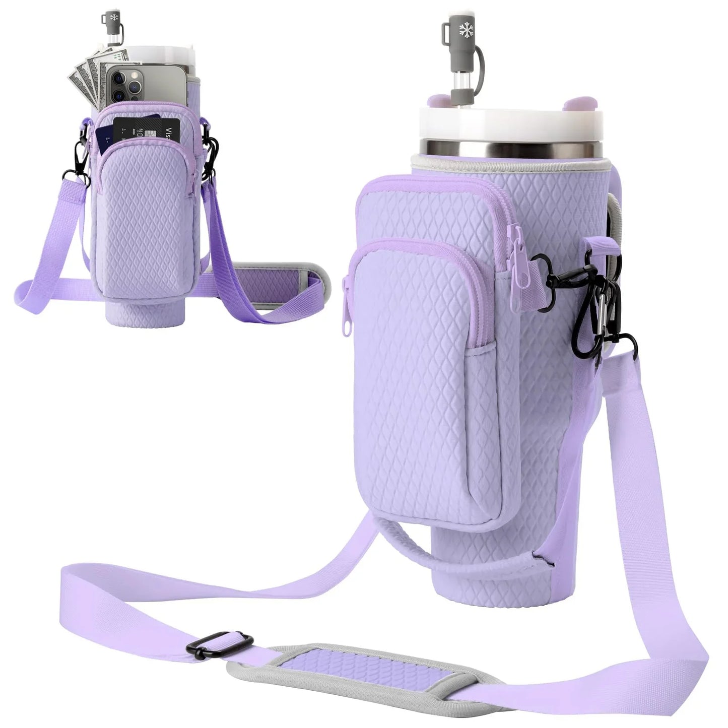 Crossbody Water Bottle Carrier off white