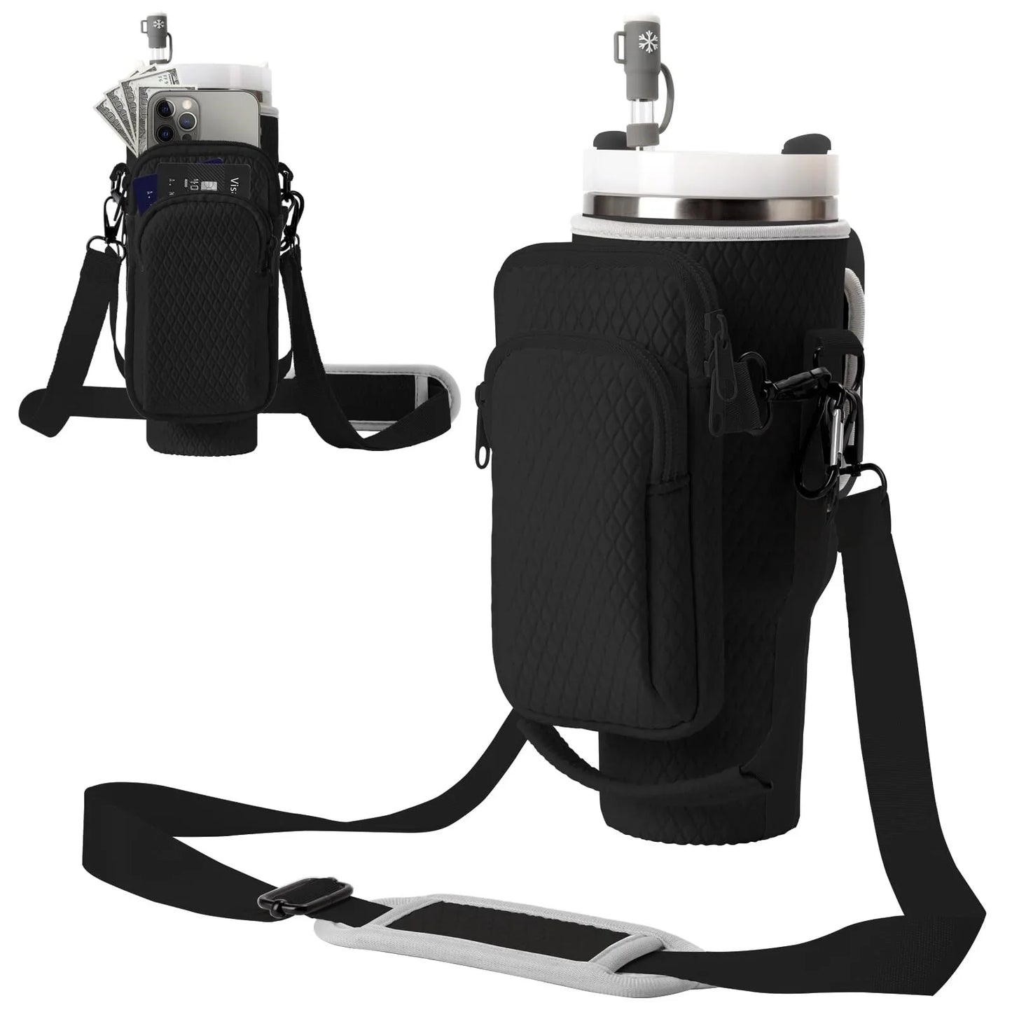 Crossbody Water Bottle Carrier off white